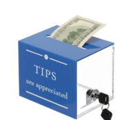 Custom acrylic tips cash collection box DB-407 Custom acrylic tips cash collection box