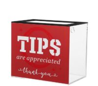 Custom acrylic wall mount tips collection box DB-410 Custom acrylic wall mount tips collection box