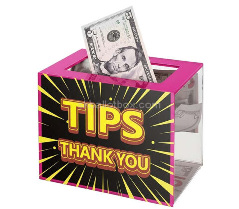 Custom acrylic hanging cafes tips collection box