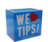 Custom acrylic hanging restaurants tips collection box