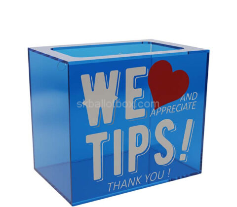 Custom acrylic hanging restaurants tips collection box