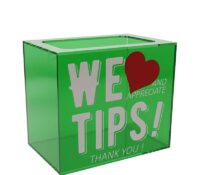 Custom acrylic wall restaurants tips collection box DB-415 Custom acrylic wall restaurants tips collection box