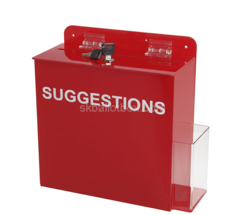 Custom acrylic wall suggestion box with literature holder