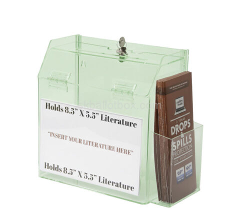 Custom acrylic ballots box w/ brochures sign holders