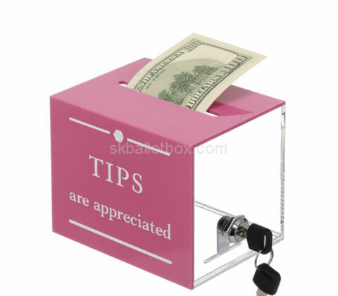 Custom acrylic tip jars for bartender with lock