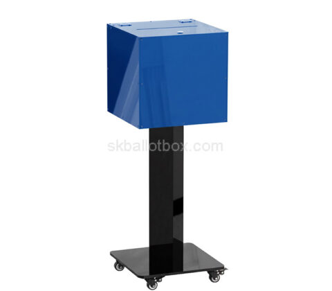 Custom acrylic donation box with stand & wheels