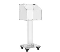 Custom acrylic charity box with stand & wheels DB-435 Custom acrylic charity box with stand & wheels