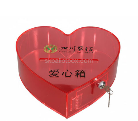 Custom acrylic heart shaped charity collection box
