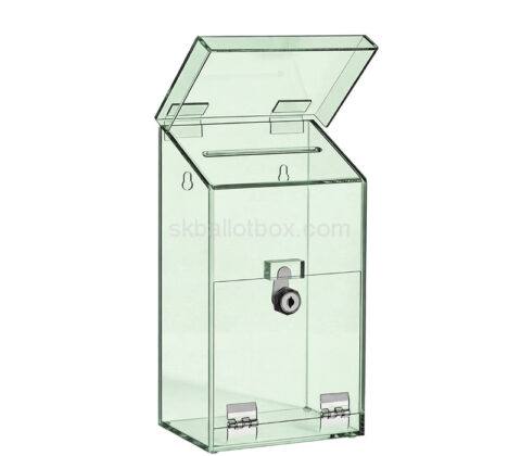 Custom acrylic wall suggestion box with flip lid