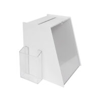 Custom acrylic vote box with side pocket BB-3213 Custom acrylic vote box with side pocket