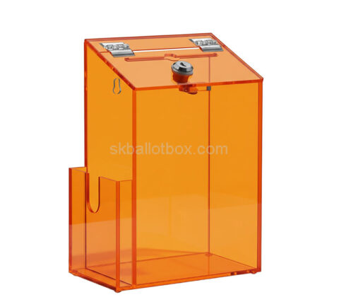 Custom acrylic locking ballot box with flyer holderCustom acrylic locking ballot box with flyer holder