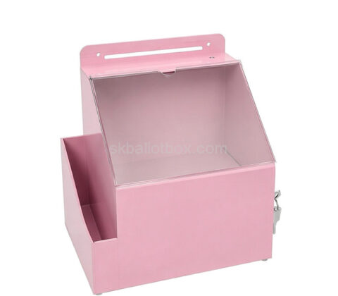 Custom acrylic wall locking ballot box with sign holder