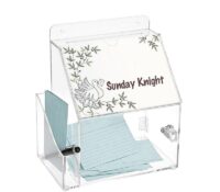 Custom acrylic wall ballot box with sign & brochure holder BB-3218 Custom acrylic wall ballot box with sign & brochure holder