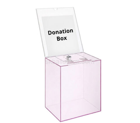 Custom acrylic donation box with sign holder