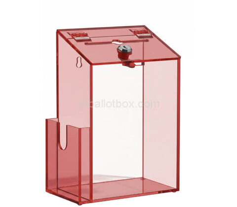Custom acrylic wall donation box with flyer holder