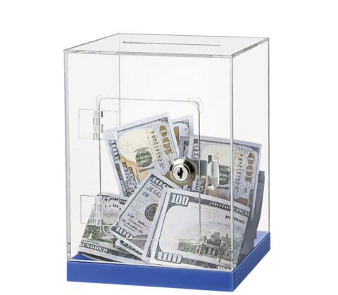 Custom acrylic tip cash collection box
