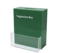 Custom plexiglass suggestion box with flyer holder SB-423 Custom plexiglass suggestion box with flyer holder