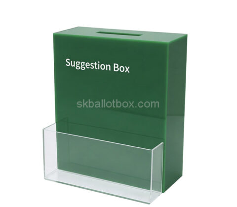Custom plexiglass suggestion box with flyer holder