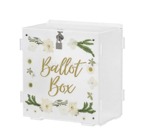 Custom elegant floral acrylic ballot box