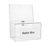 Custom acrylic ballot box with sign holders BB-3227 Custom acrylic ballot box with sign holders