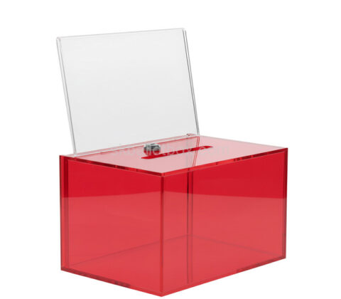 Custom acrylic voting ballot box with sign holder