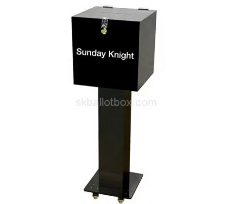 Custom acrylic free standing ballot box with wheels