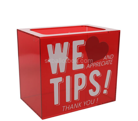 Custom plexiglass restaurants tips collection jar
