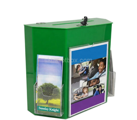 Custom acrylic ballot box with brochure sign pockets