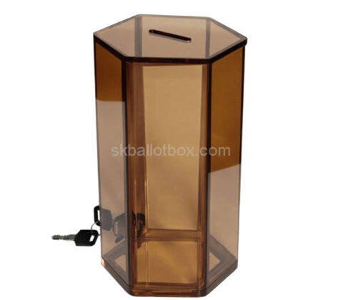 Custom acrylic hexagon ballot vote box