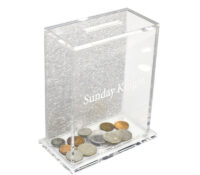 Custom plexiglass money coin collection box DB-464 Custom plexiglass money coin collection box
