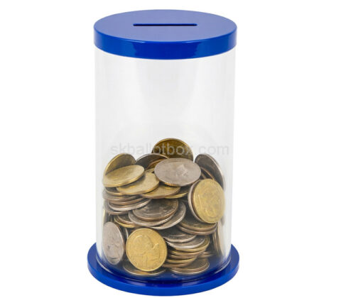 Custom plexiglass round coin charity box