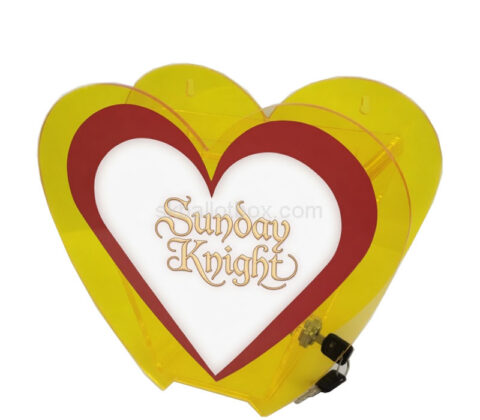 Custom plexiglass wall heart shaped charity box