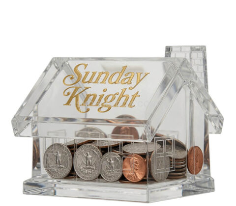 Custom plexiglass house shape coin box