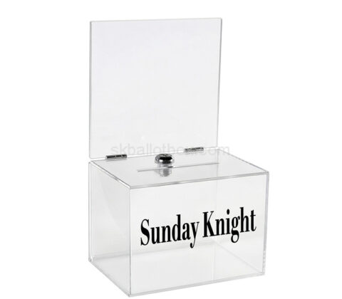 Custom plexiglass suggestion box with changeable sign holder