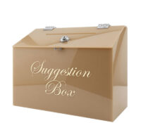 Custom plexiglass suggestion box with slanted top lid SB-447 Custom plexiglass suggestion box with slanted top lid