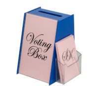 Custom acrylic voting ballot box with sign flyer holder BB-3243 Custom acrylic voting ballot box with sign flyer holder