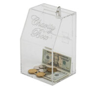 Custom plexiglass tapered money coin collection box DB-475 Custom plexiglass tapered money coin collection box