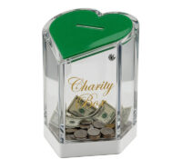 Custom plexiglass heart shaped charity donation box DB-477 Custom plexiglass heart shaped charity donation box