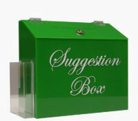 Custom plexiglass wall suggestion box with brochure holder SB-448 Custom plexiglass wall suggestion box with brochure holder