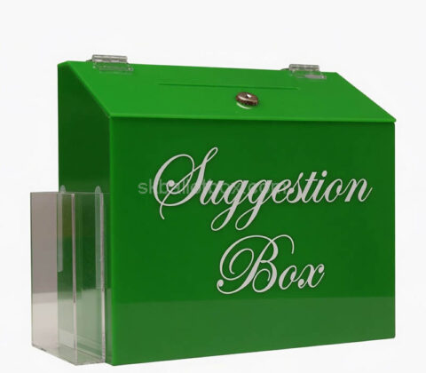 Custom plexiglass wall suggestion box with brochure holder
