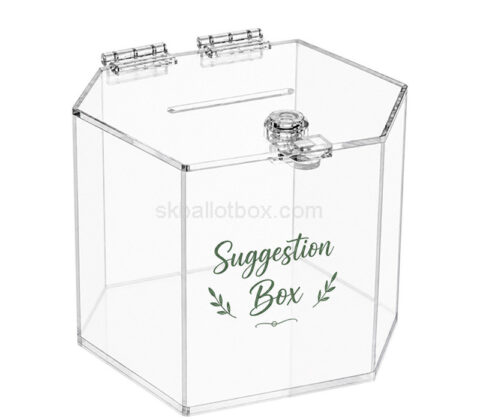 Custom plexiglass hexagon suggestion box