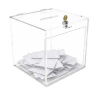 Custom plexiglass lockable suggestion box with sign slot SB-450 Custom plexiglass lockable suggestion box with sign slot