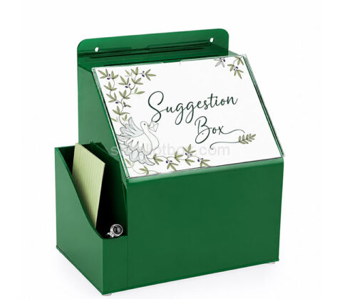 Custom plexiglass wall suggestion box with sign & flyer holder