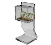 Custom plexiglass tips collection jar with stand DB-483 Custom plexiglass tips collection jar with stand