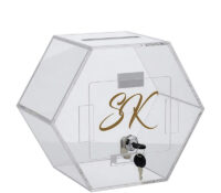 Custom hexagon plexiglass money collection box DB-485 Custom hexagon plexiglass money collection box