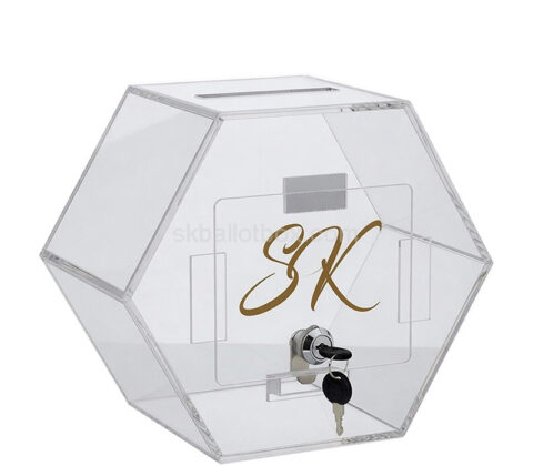 Custom hexagon plexiglass money collection box