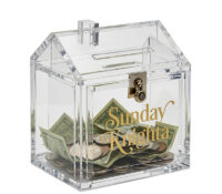 Custom house shape plexiglass money collection box DB-488 Custom house shape plexiglass money collection box