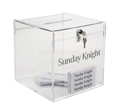 Custom plexiglass suggestion box with literature holder