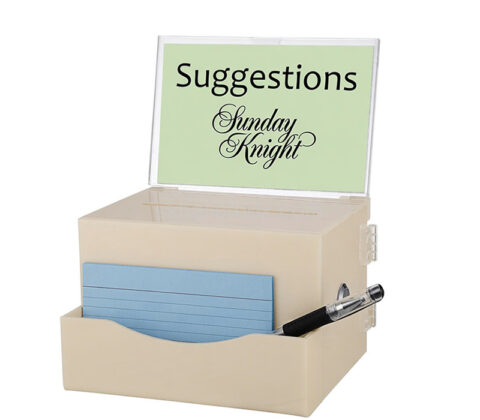 Custom plexiglass suggestion box with sign flyer holder