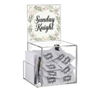 Custom acrylic suggestion box with sign & brochure holder SB-462 Custom acrylic suggestion box with sign & brochure holder